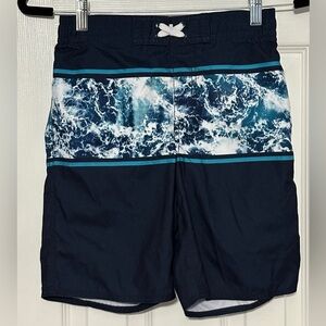 Old Navy Kids Swim Trunks Ocean Print Navy Size L 10/12 NWT